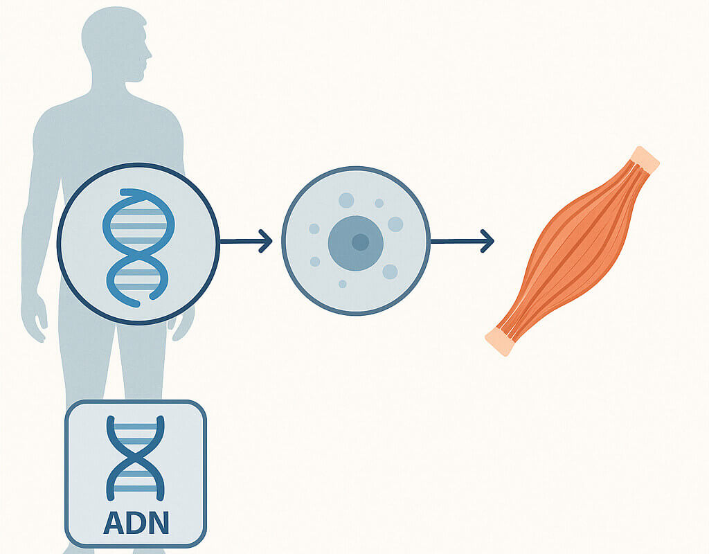 Illustration of follistatin gene therapy enhancing muscle function and regeneration